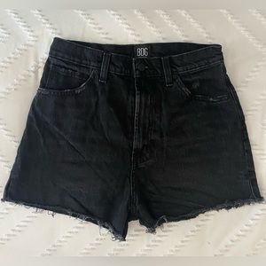 BDG Girlfriend Hi-Rise Distressed Denim Shorts, Washed Black, Size 28